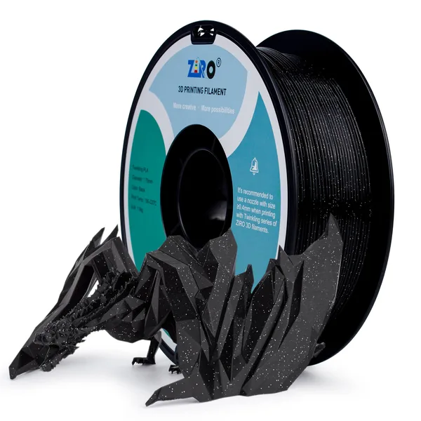 ZIRO ZIRO Glitter Twinkling PLA Filament, Black