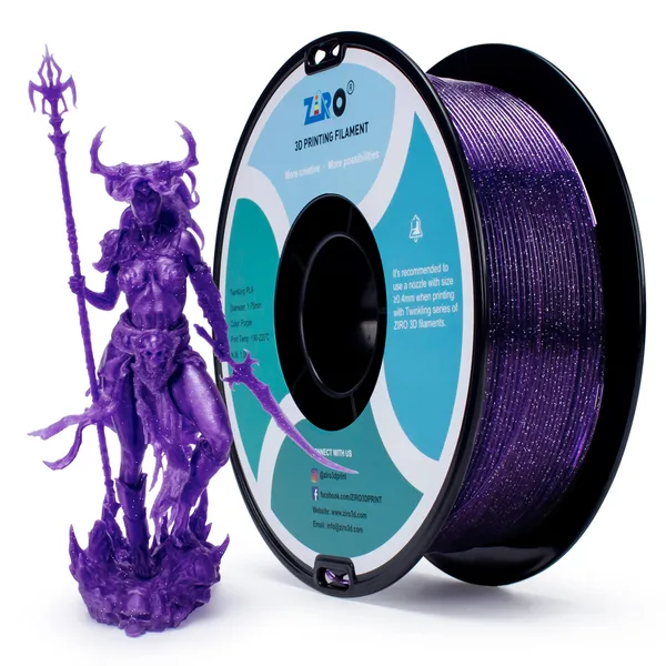 ZIRO ZIRO Glitter Twinkling PLA Filament, Purple