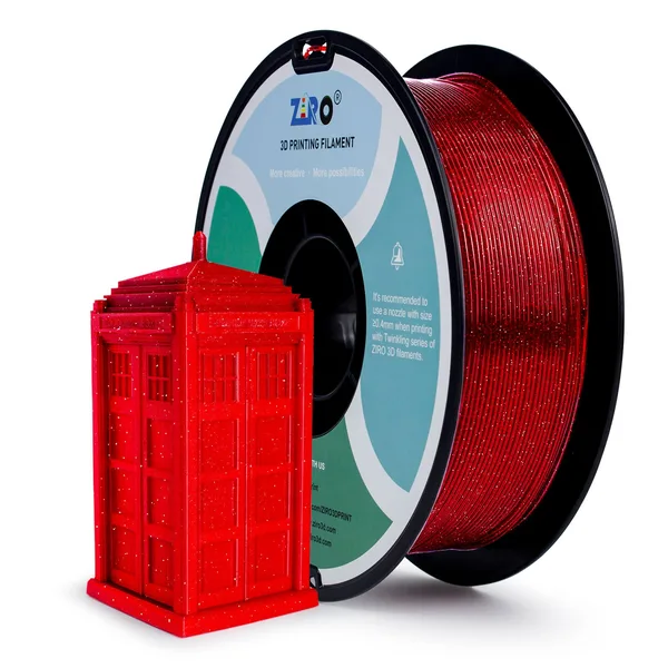ZIRO ZIRO Glitter Twinkling PLA Filament, Red