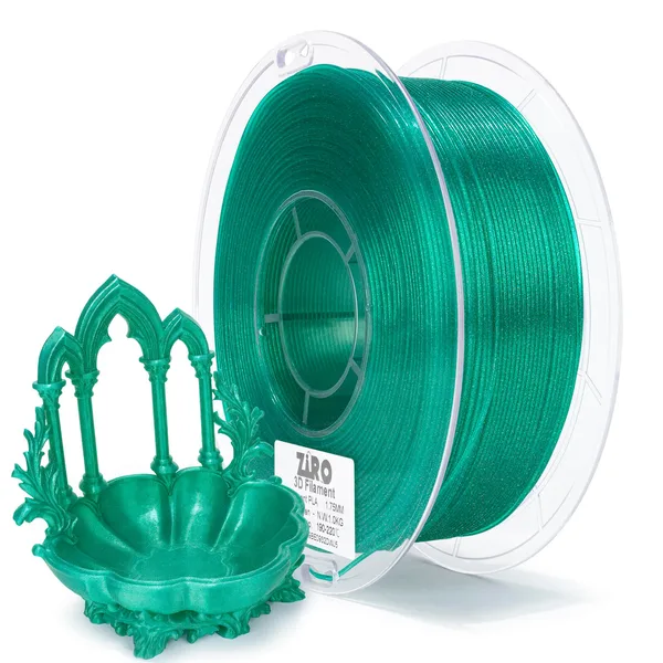 ZIRO ZIRO Iridescent Series PLA Twinkle Effect Filament 1kg/2.2lb Spool , Lake Green