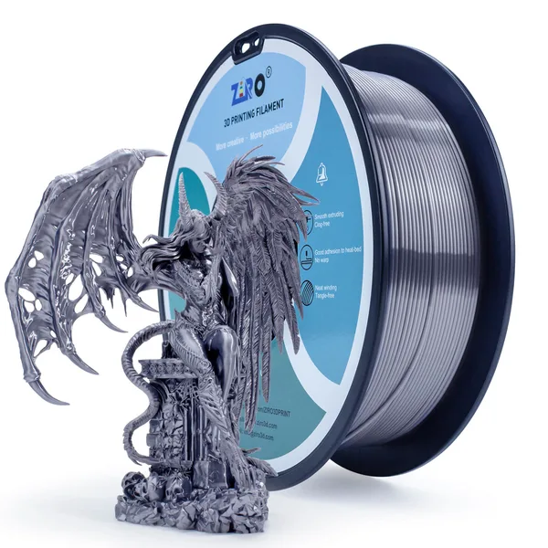 ZIRO ZIRO Silk PLA Filament, Silver Gray