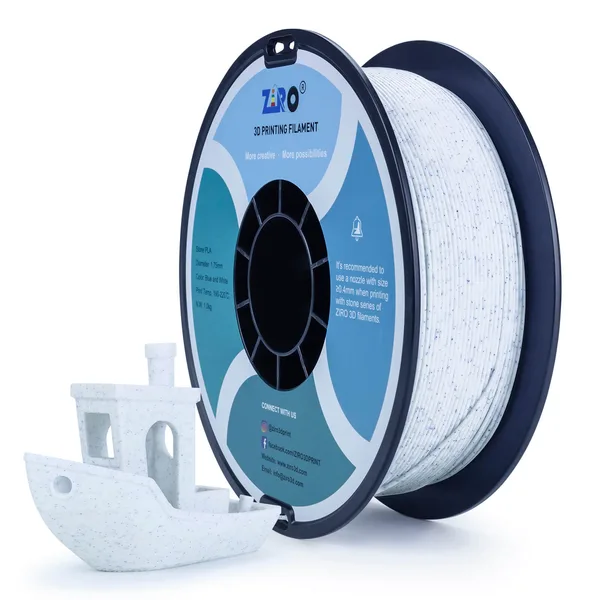 ZIRO ZIRO Stone PLA Filament, Blue and White