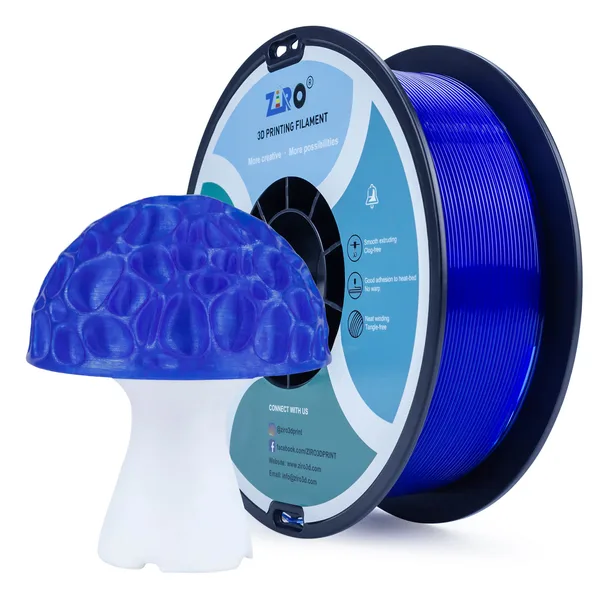 ZIRO ZIRO Translucent PLA Filament, Translucent Blue