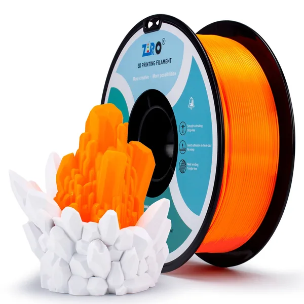 ZIRO ZIRO Translucent PLA Filament, Translucent Fluo Orange