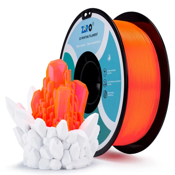 ZIRO ZIRO Translucent PLA Filament, Translucent Living Coral