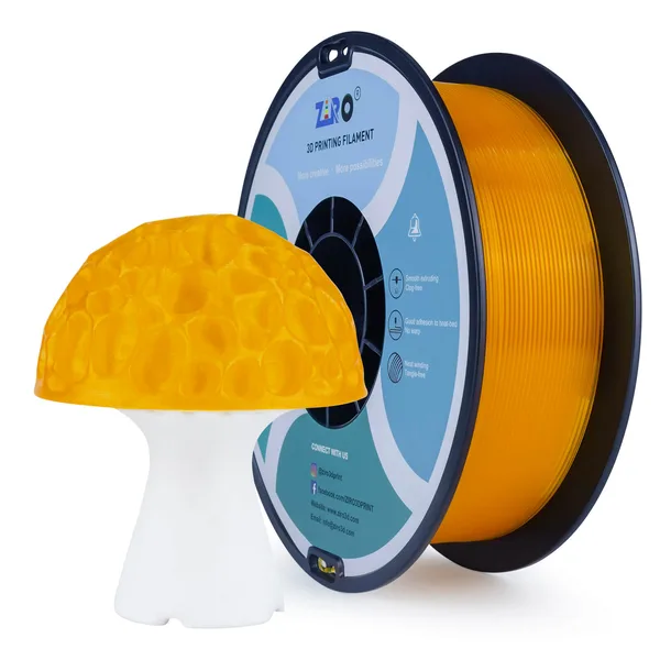 ZIRO ZIRO Translucent PLA Filament, Translucent Orange
