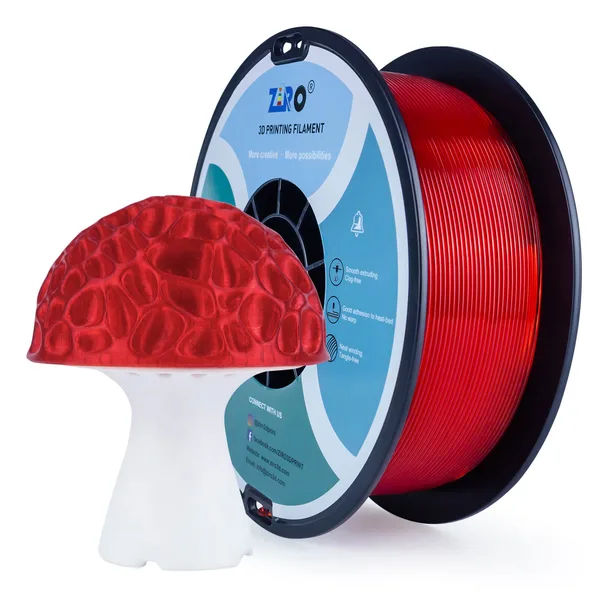 ZIRO ZIRO Translucent PLA Filament, Translucent Red