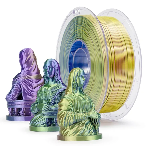 ZIRO ZIRO Tri-color Silk PLA Filament, Green & Blue & Purple