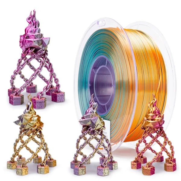 ZIRO ZIRO Tri-color Silk PLA Filament, Metal Blossom